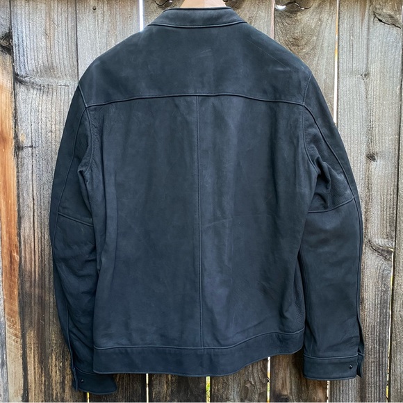 Thursday Mens Leather Racer Jacket Matte Black - Picture 7 of 15